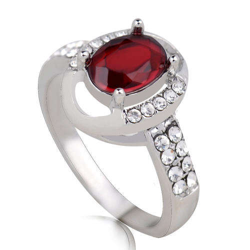 Ladies Gorgeous 10K White Gold Filled Ring with Ruby (Size 7)
